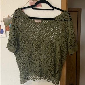 Army green crocheted top from Forever 21